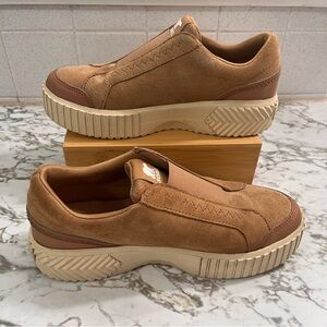 Sorel Ona Ave  Women's Suede Slip-On Platform Sneakers in Tawny Buff